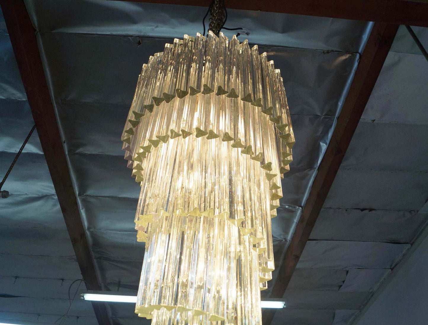 Vintage Spiral Murano Glass Chandelier by Venini