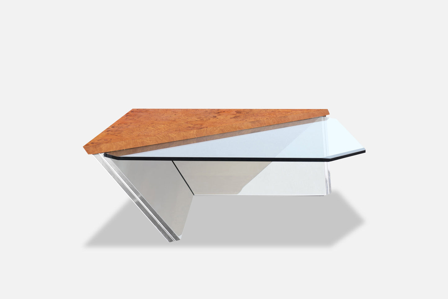 Vintage Stainless Steel Cantilevered Coffee Table Attributed to Brueton