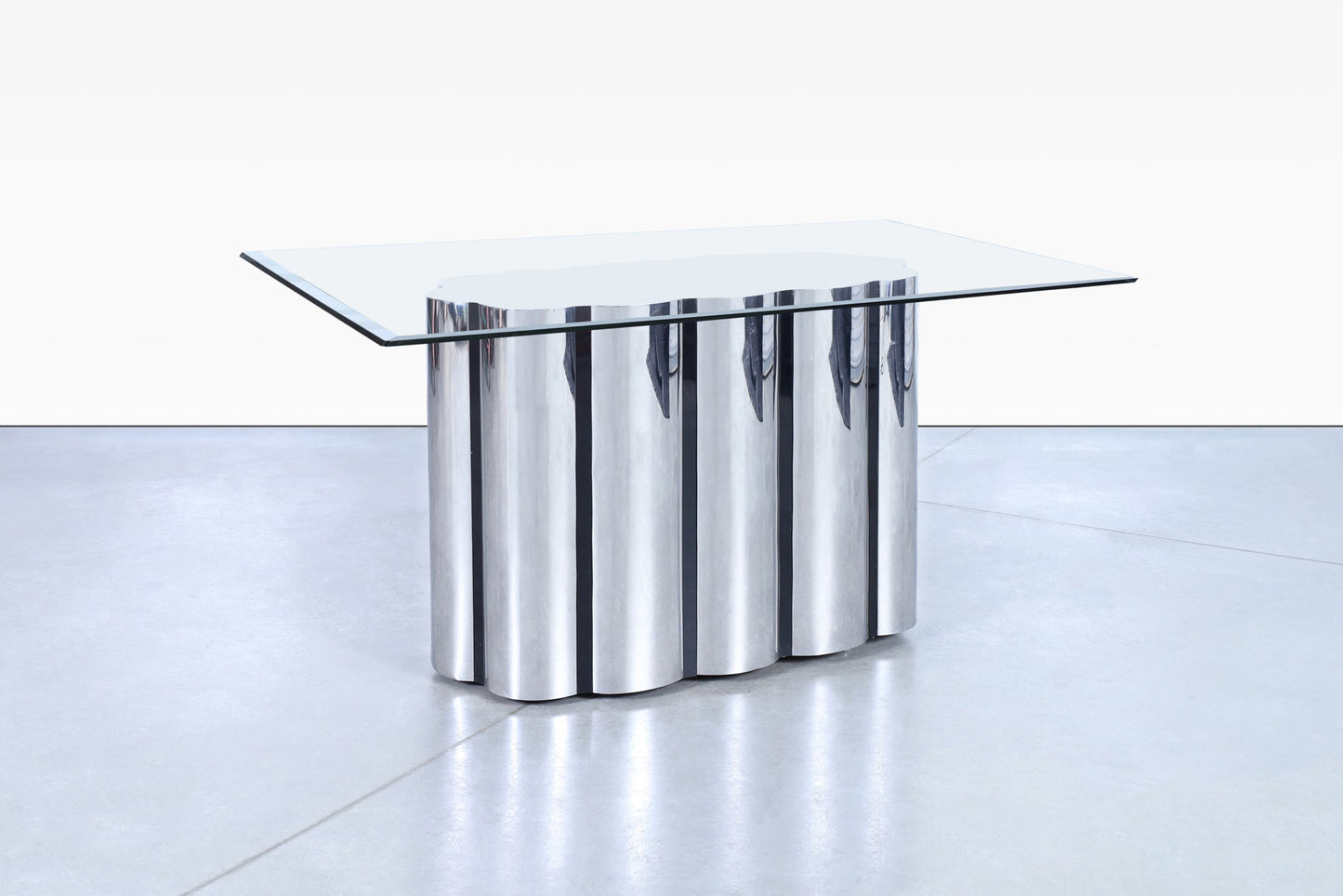 Vintage Stainless Steel Pedestal Dining Table