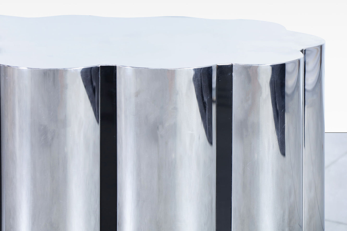 Vintage Stainless Steel Pedestal Dining Table