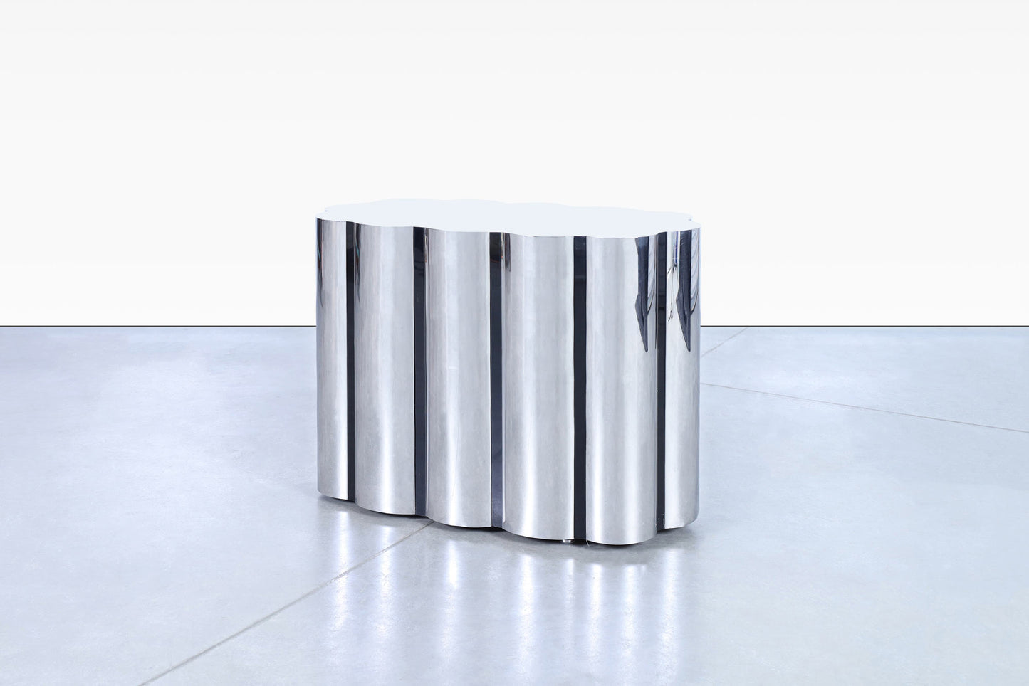 Vintage Stainless Steel Pedestal Dining Table