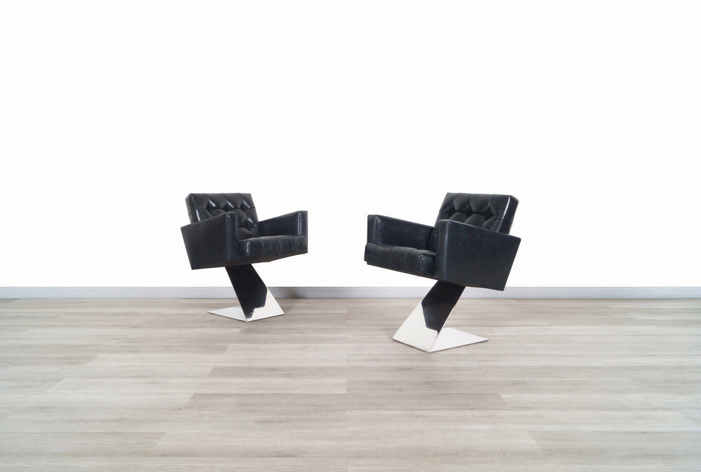 Vintage Stainless Steel "Z" Lounge Chairs by Milo Baughman for Thayer Coggin