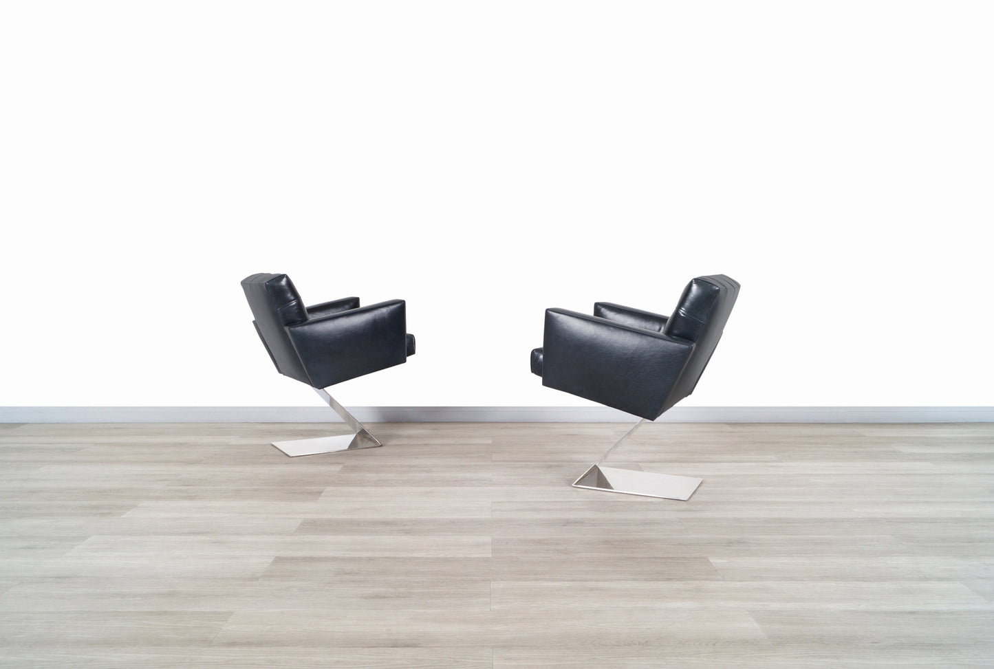 Vintage Stainless Steel "Z" Lounge Chairs by Milo Baughman for Thayer Coggin
