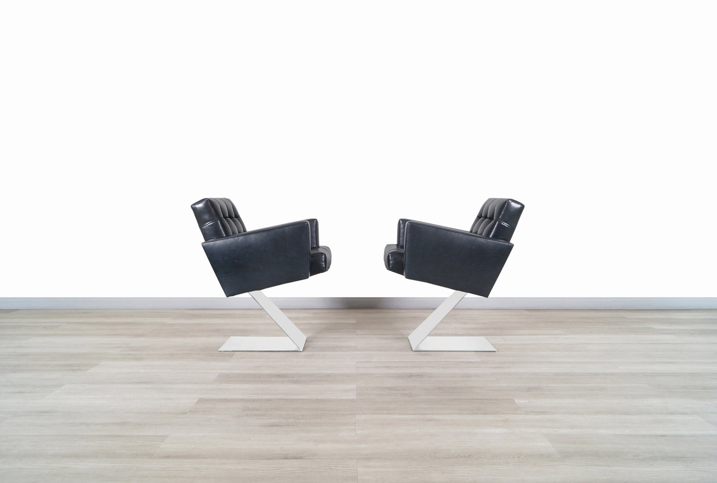 Vintage Stainless Steel "Z" Lounge Chairs by Milo Baughman for Thayer Coggin