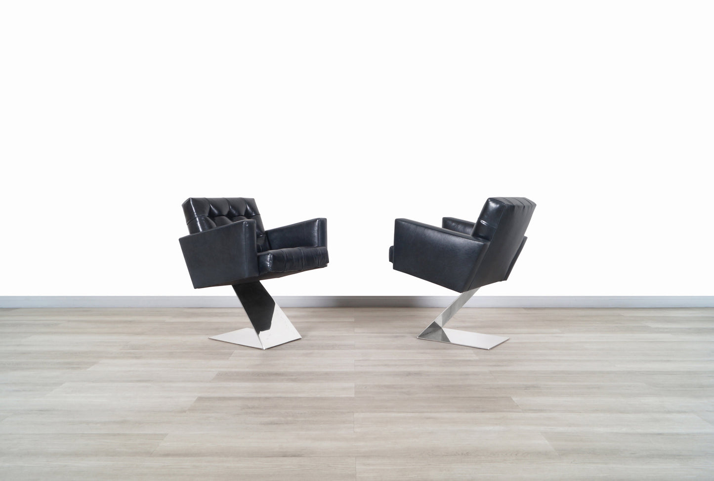 Vintage Stainless Steel "Z" Lounge Chairs by Milo Baughman