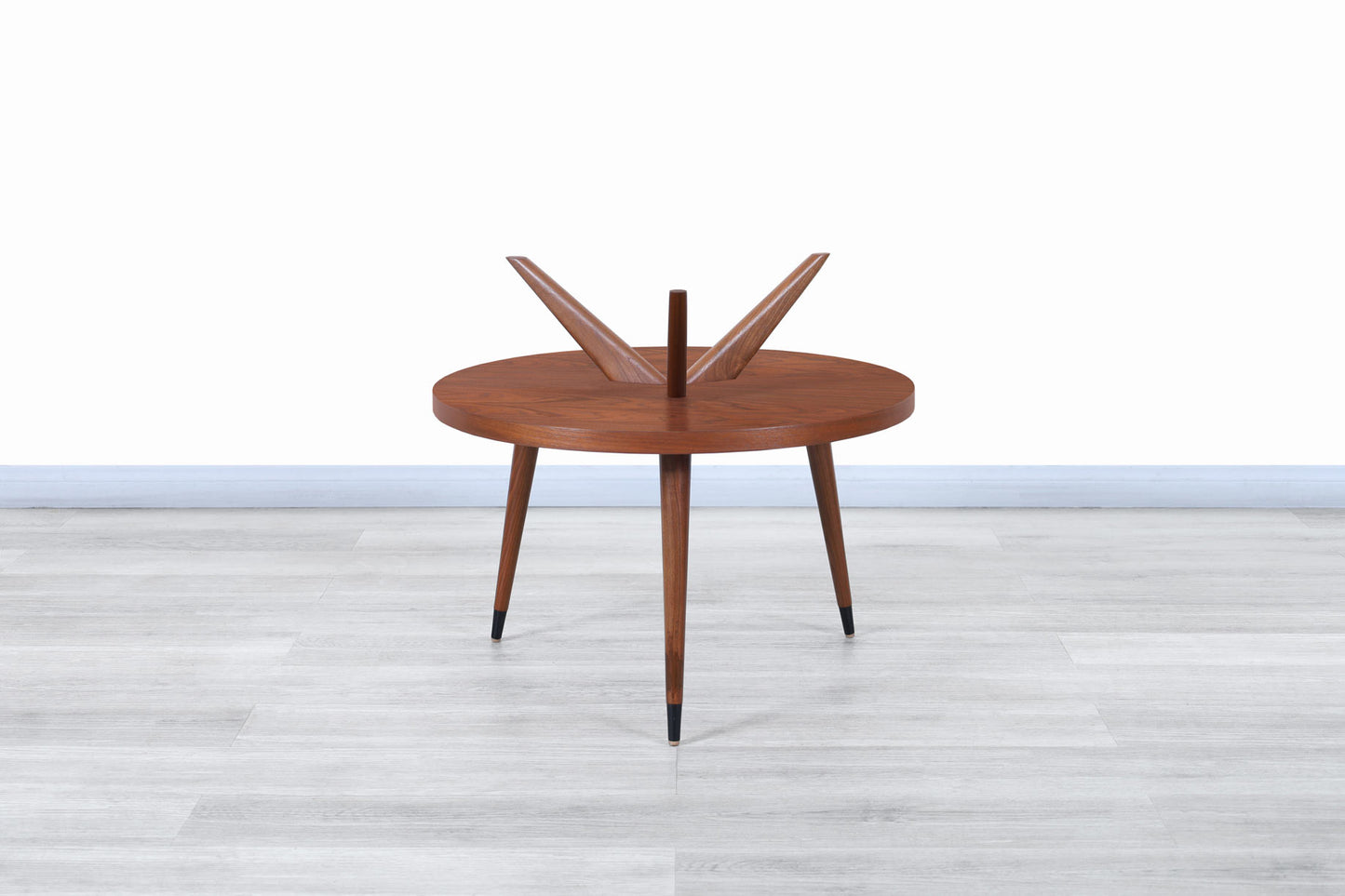 Vintage Two-Tiered Walnut and Glass Tripod Table