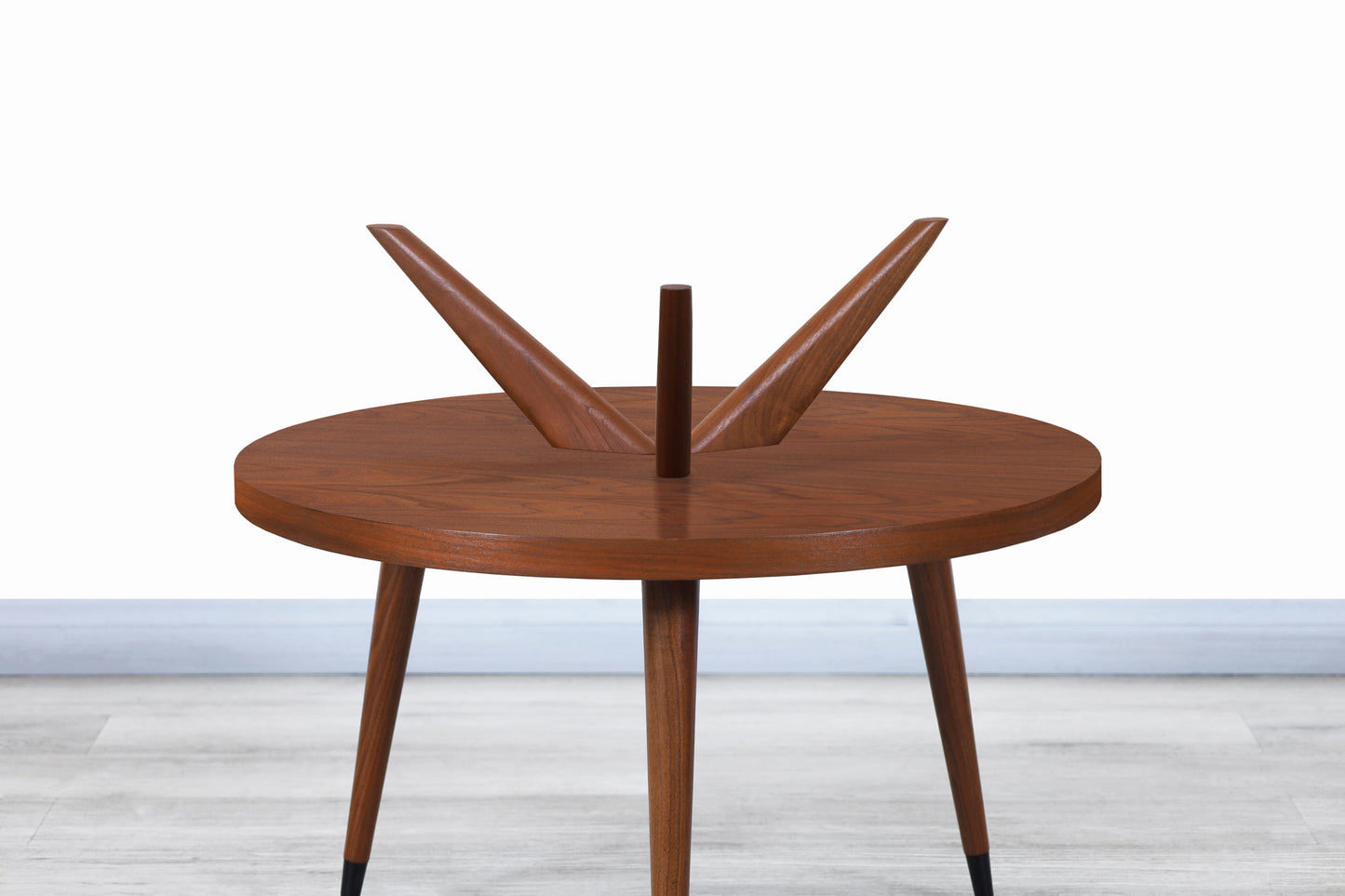 Vintage Two-Tiered Walnut and Glass Tripod Table