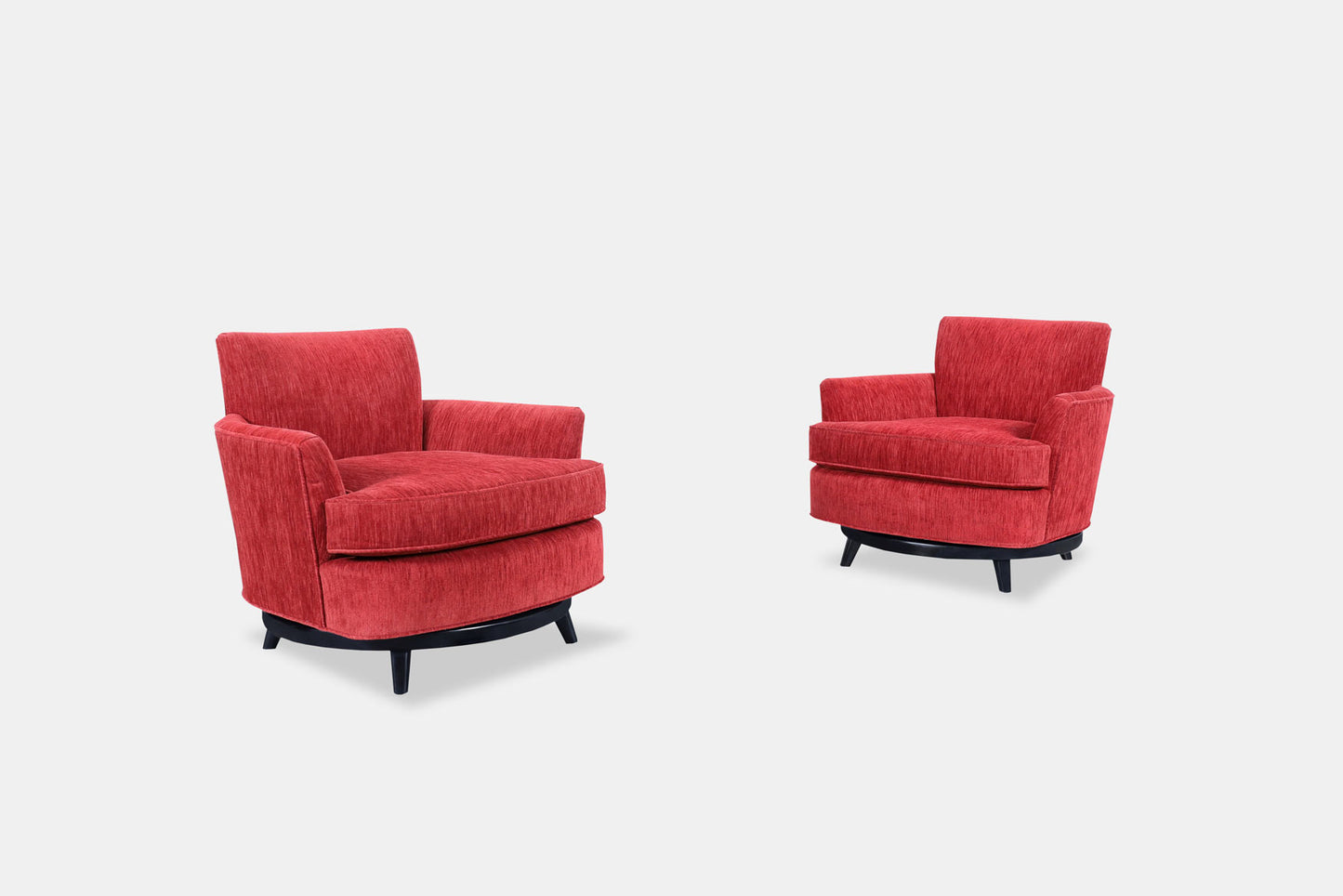 Vintage Velvet "Barrel" Swivel Lounge Chairs