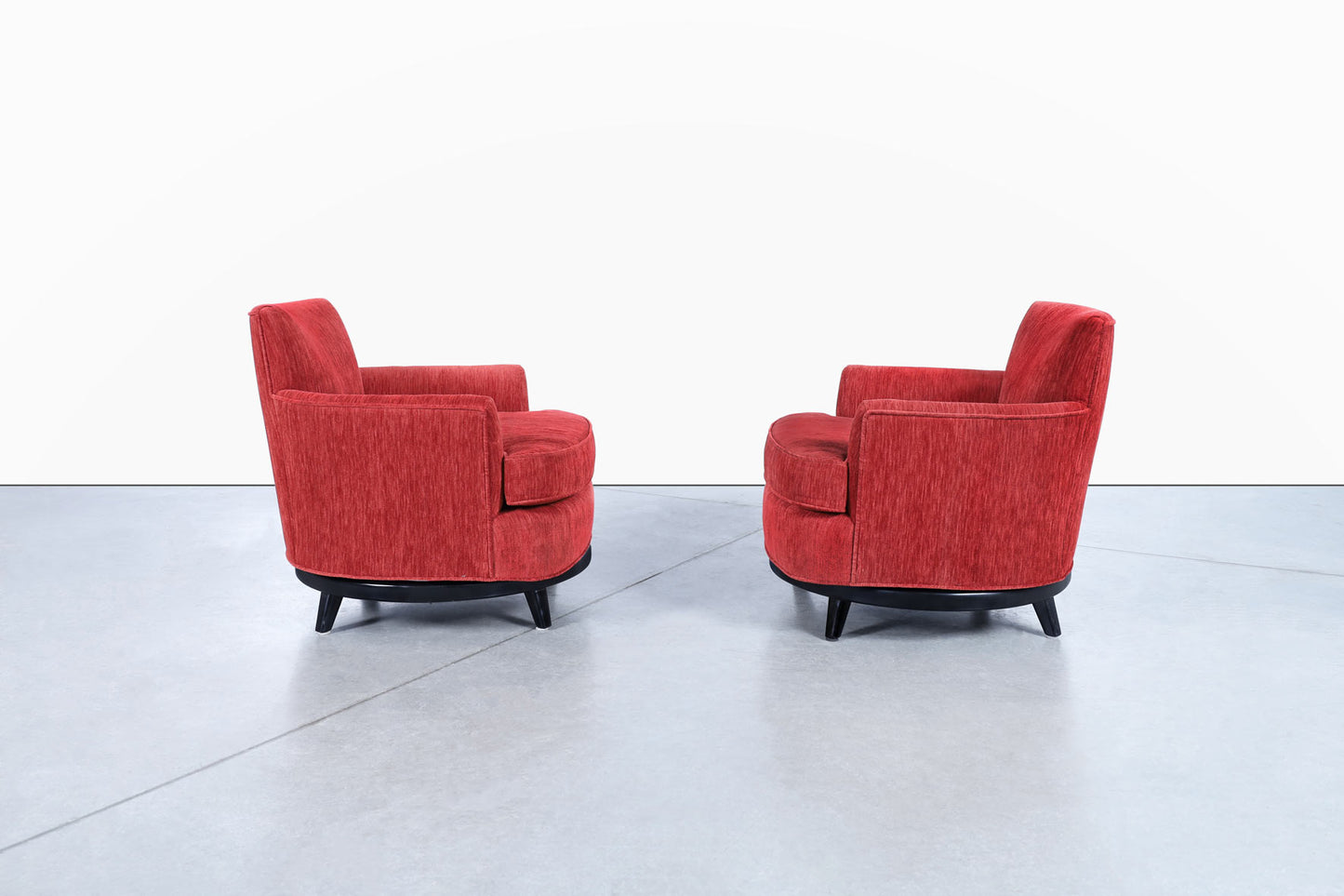 Vintage Velvet "Barrel" Swivel Lounge Chairs