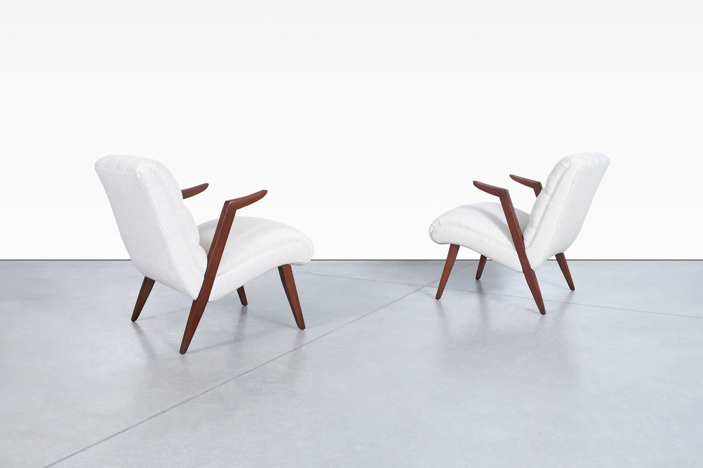 Vintage Walnut Floating Armrests Lounge Chairs