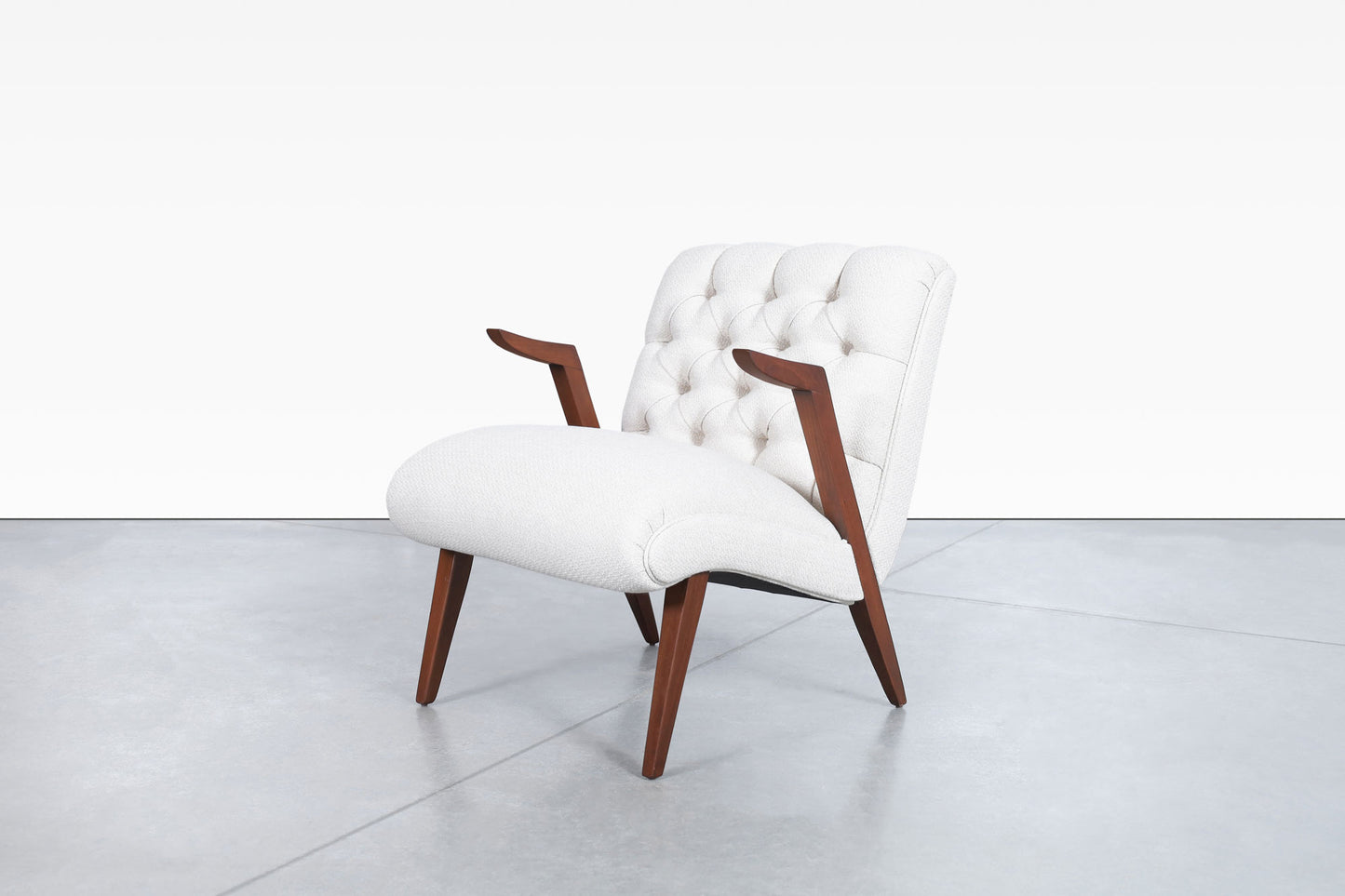 Vintage Walnut Floating Armrests Lounge Chairs