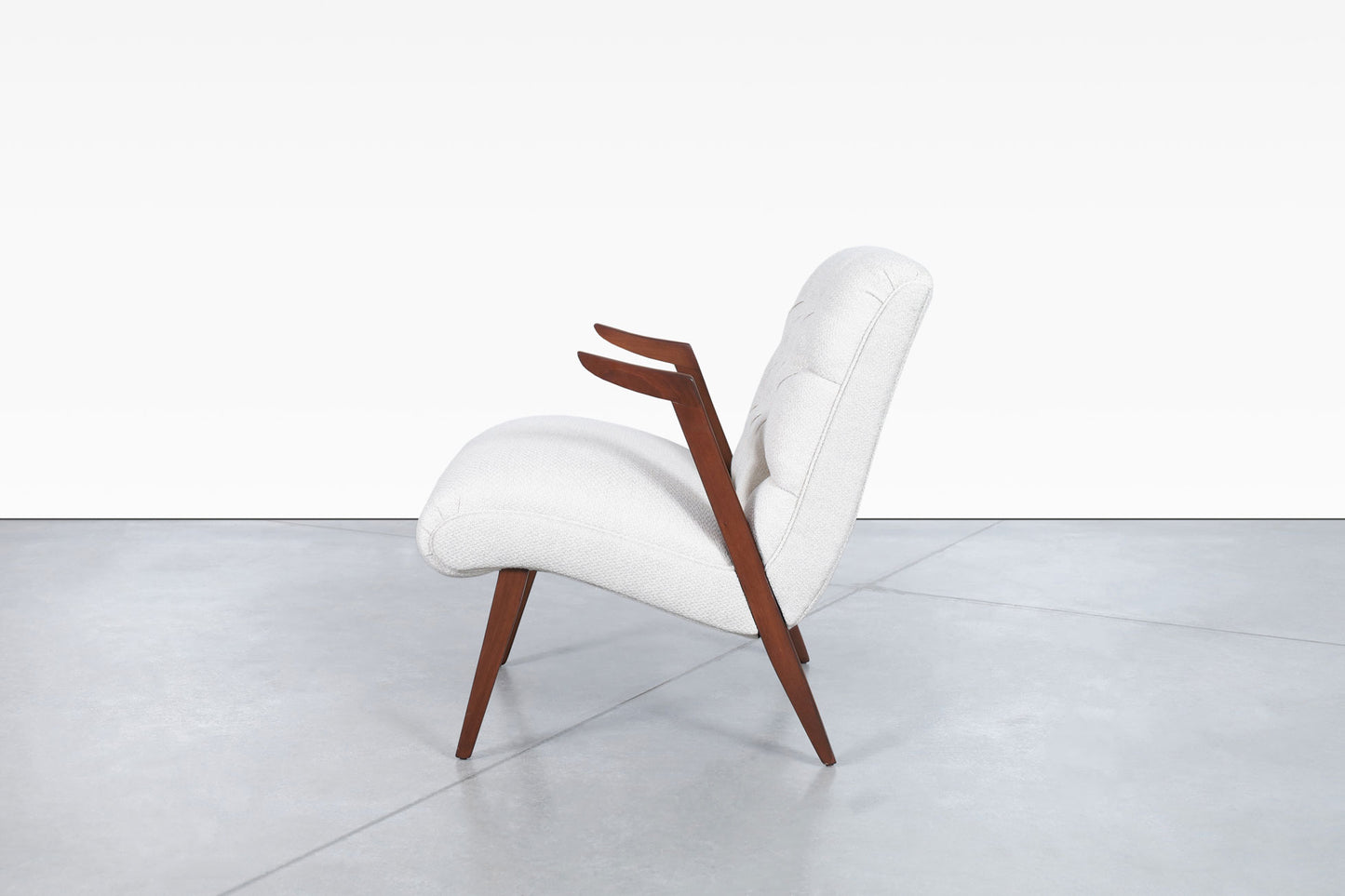 Vintage Walnut Floating Armrests Lounge Chairs