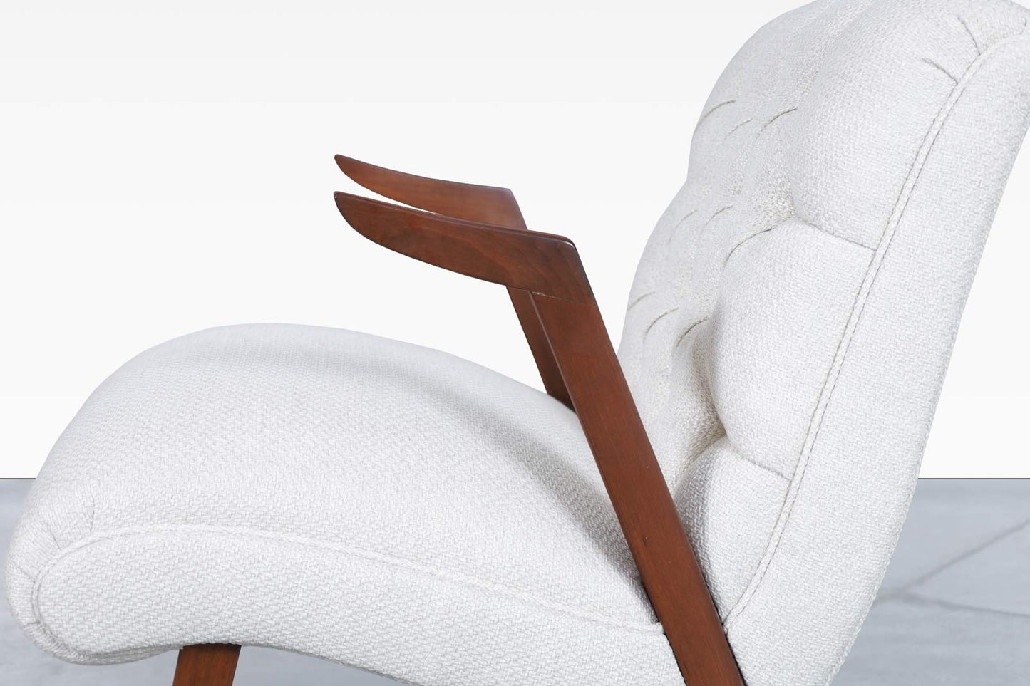 Vintage Walnut Floating Armrests Lounge Chairs