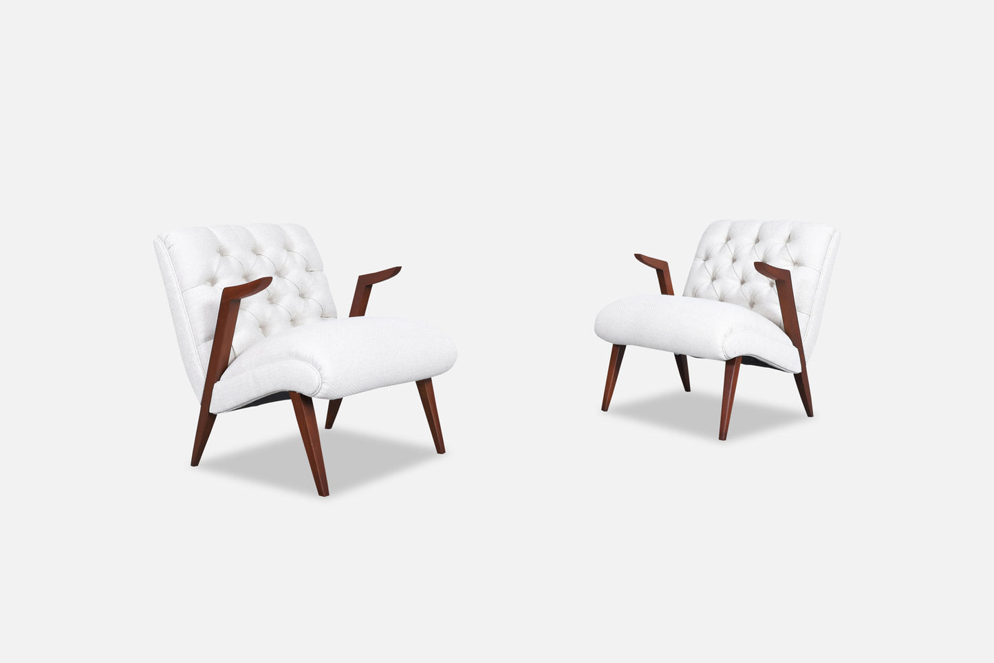 Vintage Walnut Floating Armrests Lounge Chairs