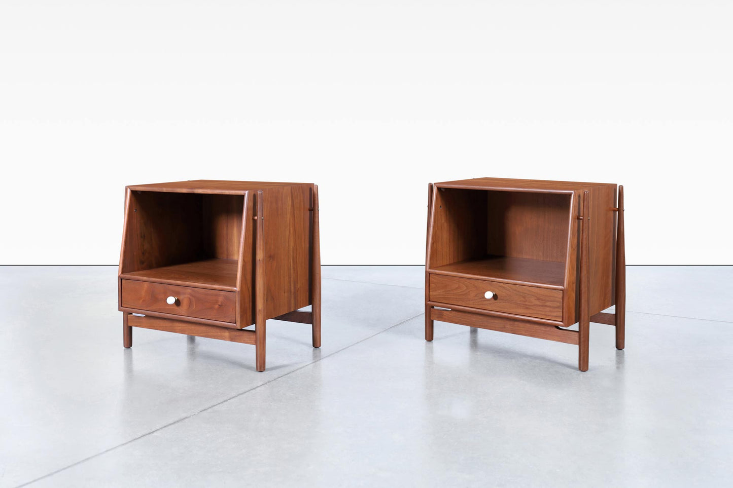 Vintage Walnut Floating Nightstands by Kipp Stewart for Drexel