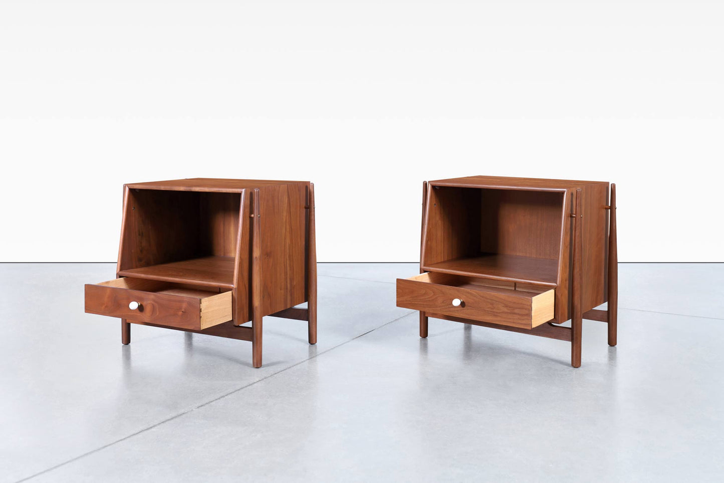 Vintage Walnut Floating Nightstands by Kipp Stewart for Drexel