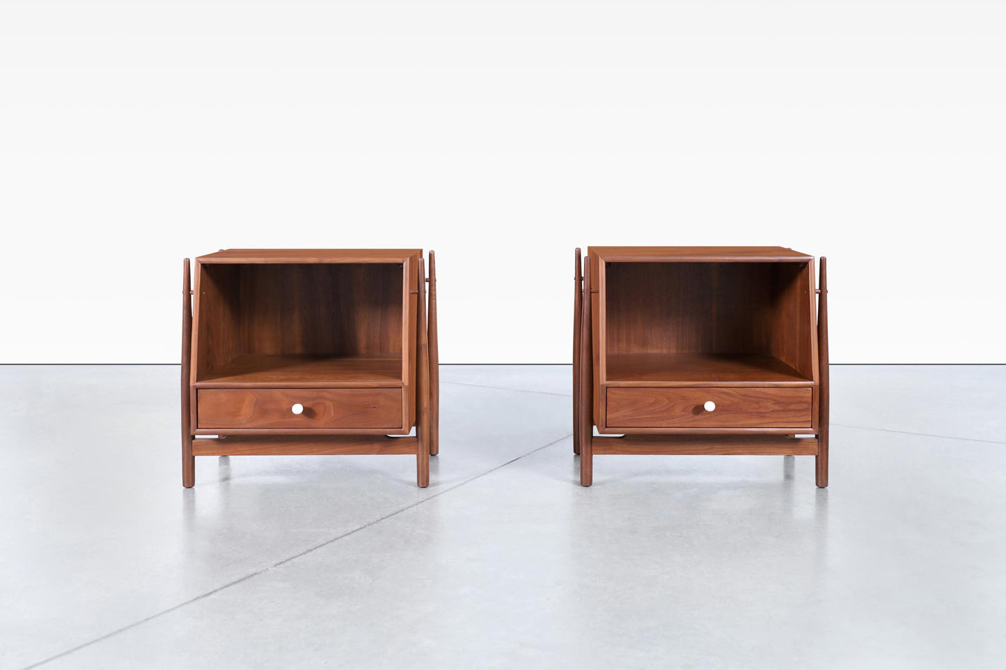 Vintage Walnut Floating Nightstands by Kipp Stewart for Drexel