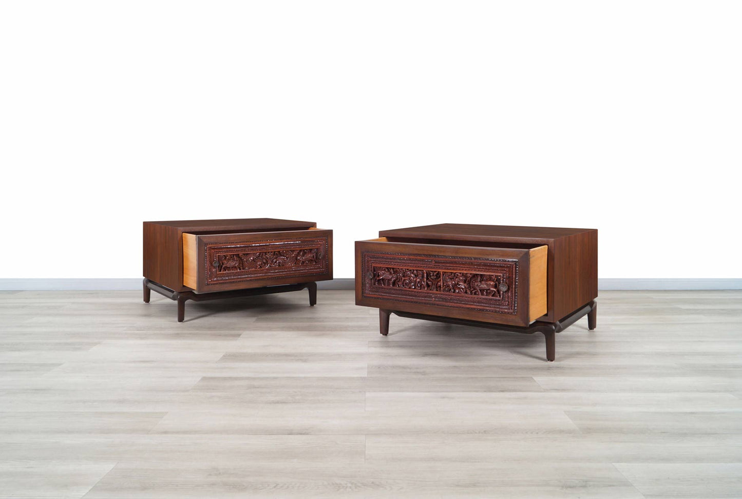Vintage Walnut Nightstands by Maurice Bailey for Monteverdi Young