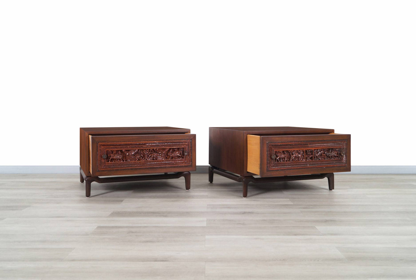 Vintage Walnut Nightstands by Maurice Bailey for Monteverdi Young