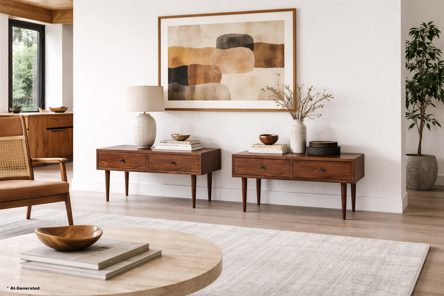 Vintage Walnut Nightstands by Milo Baughman by Glenn of California