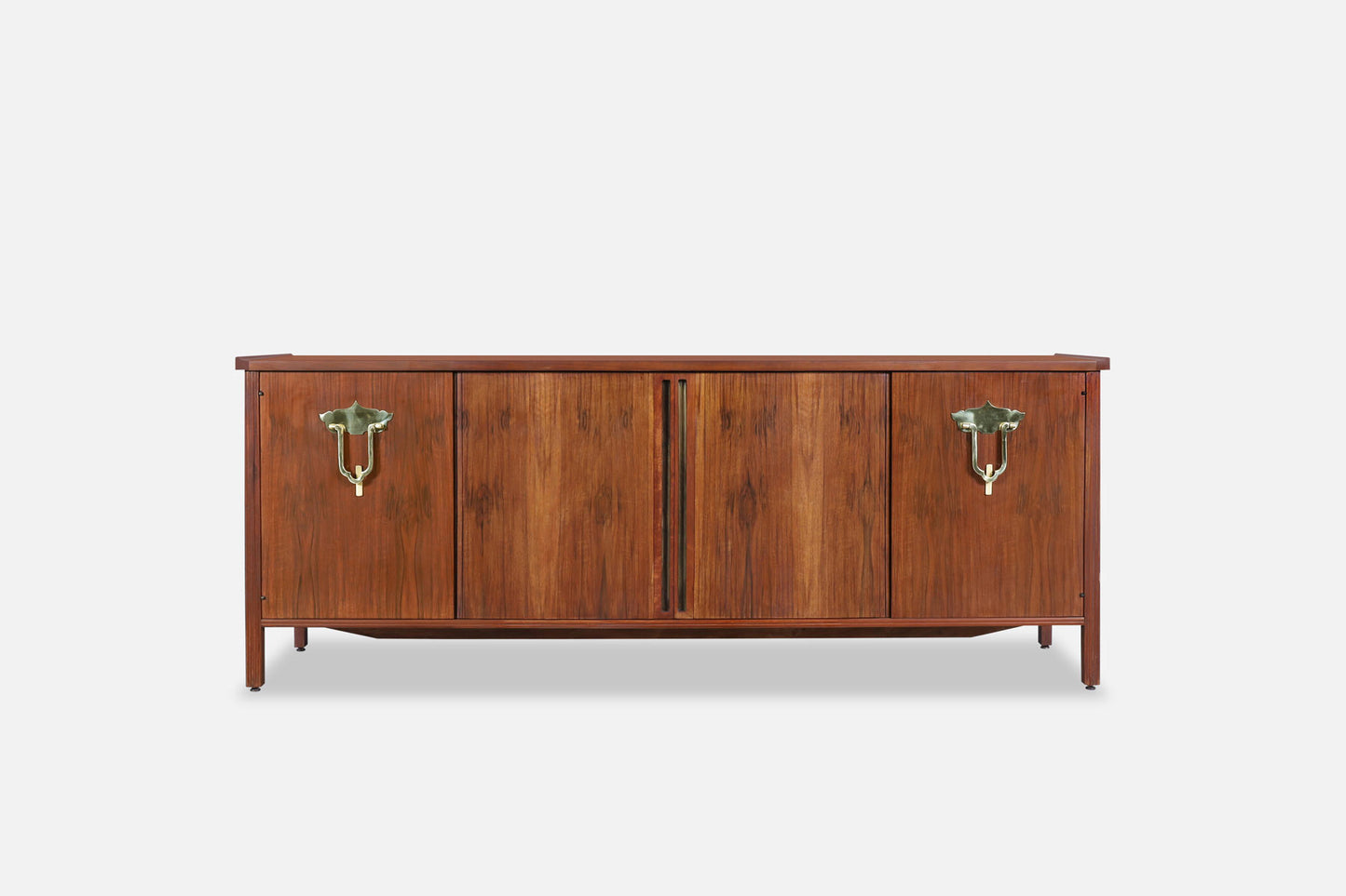 Vintage Walnut Tambour Door Credenza by Bert England for John Widdicomb