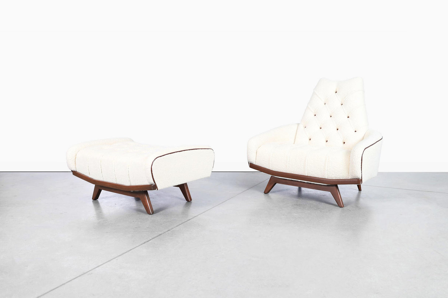 Vintage Walnut "Gondola" Lounge Chair and Ottoman Attributed to Adrian Pearsall