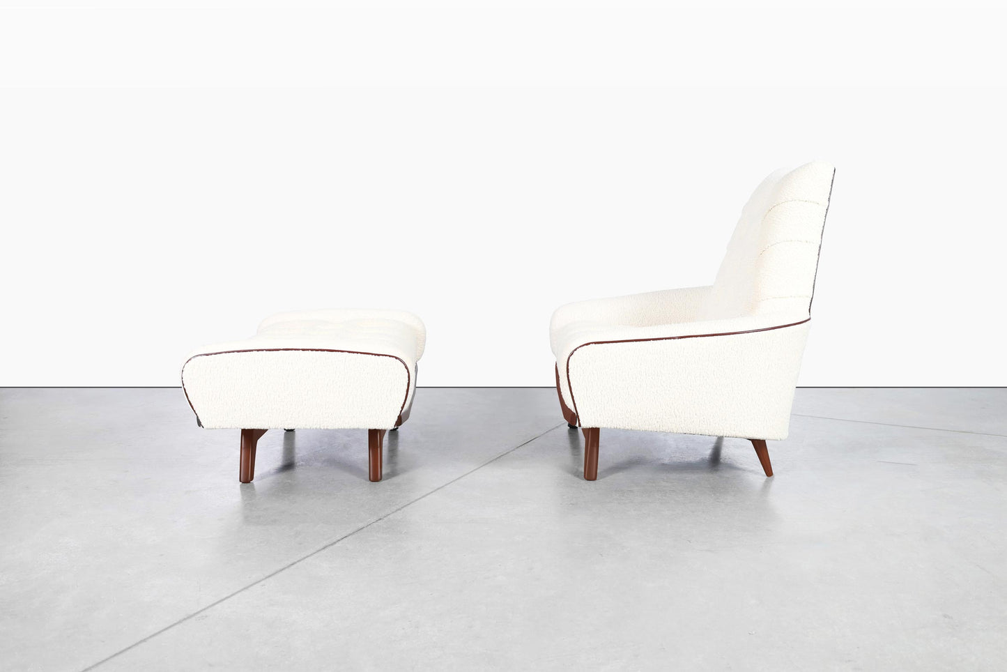 Vintage Walnut "Gondola" Lounge Chair and Ottoman Attributed to Adrian Pearsall