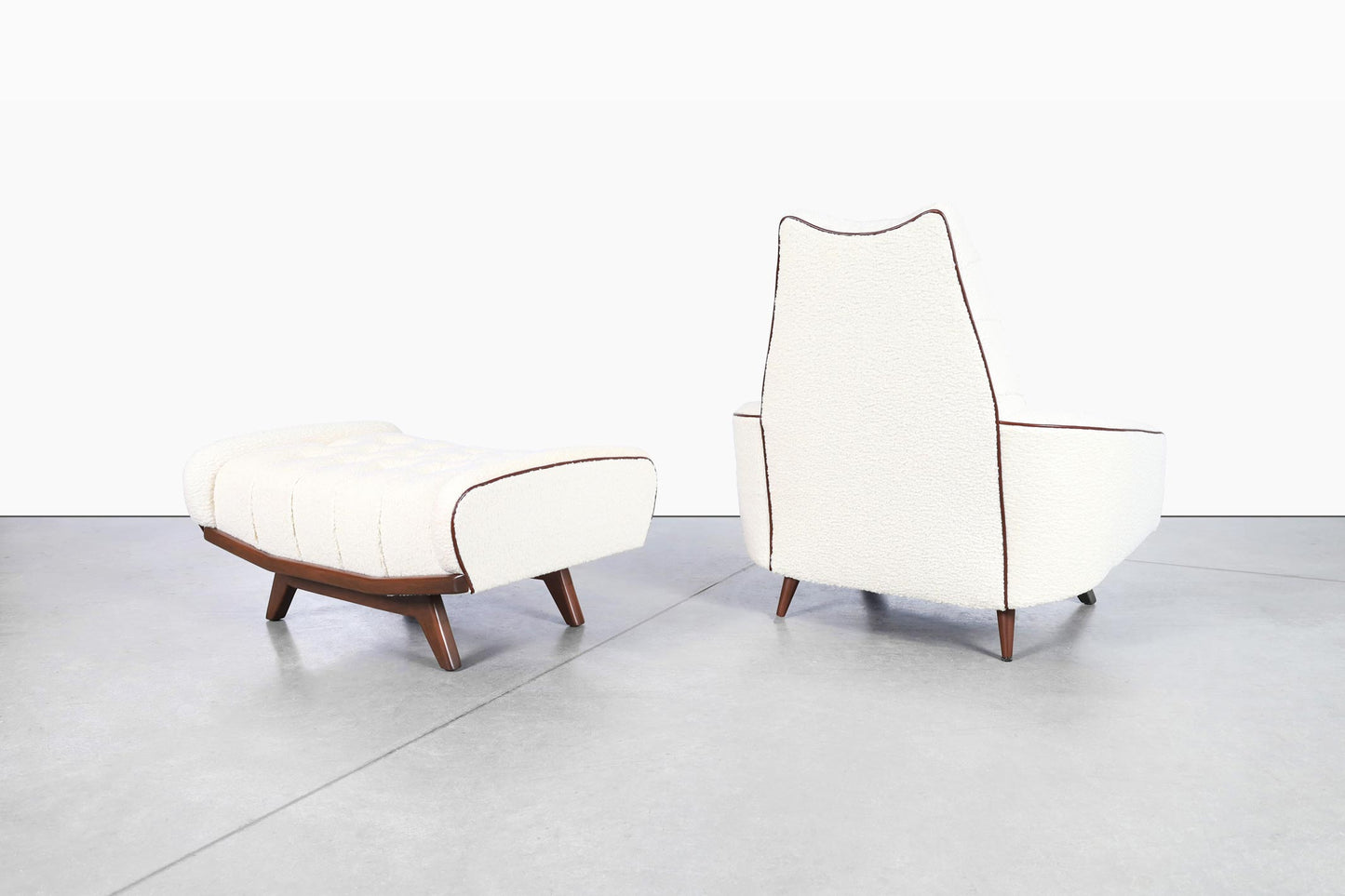 Vintage Walnut "Gondola" Lounge Chair and Ottoman Attributed to Adrian Pearsall