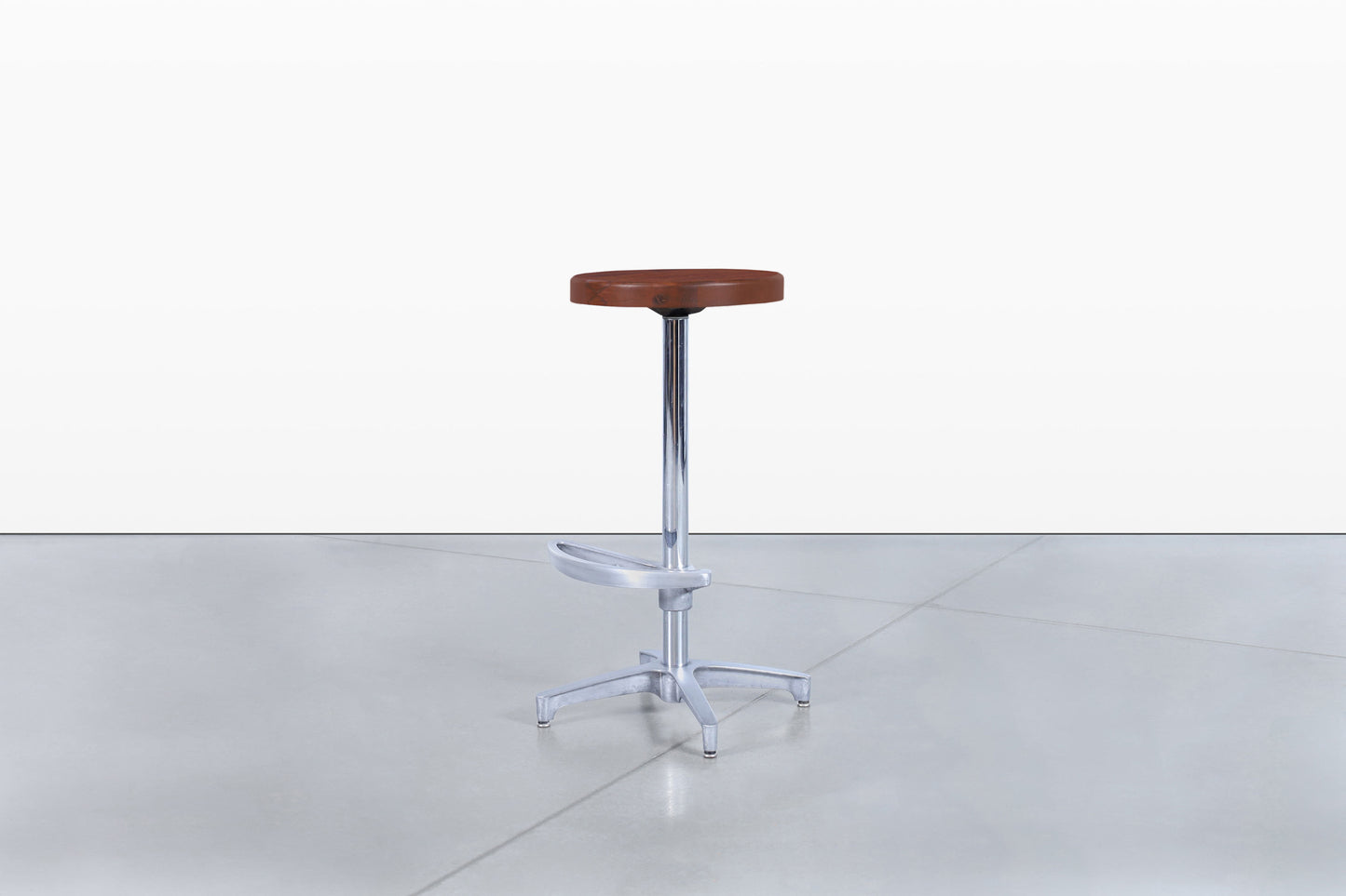 Vintage Walnut and Aluminum Bar Stools