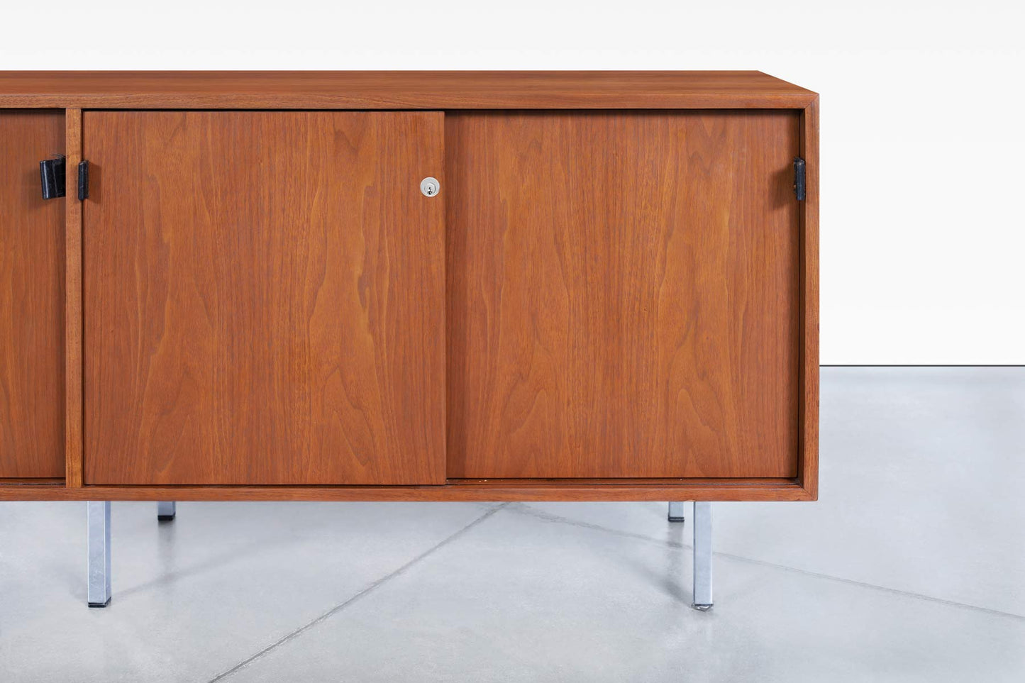 Vintage Walnut and Chrome Credenza by Florence Knoll
