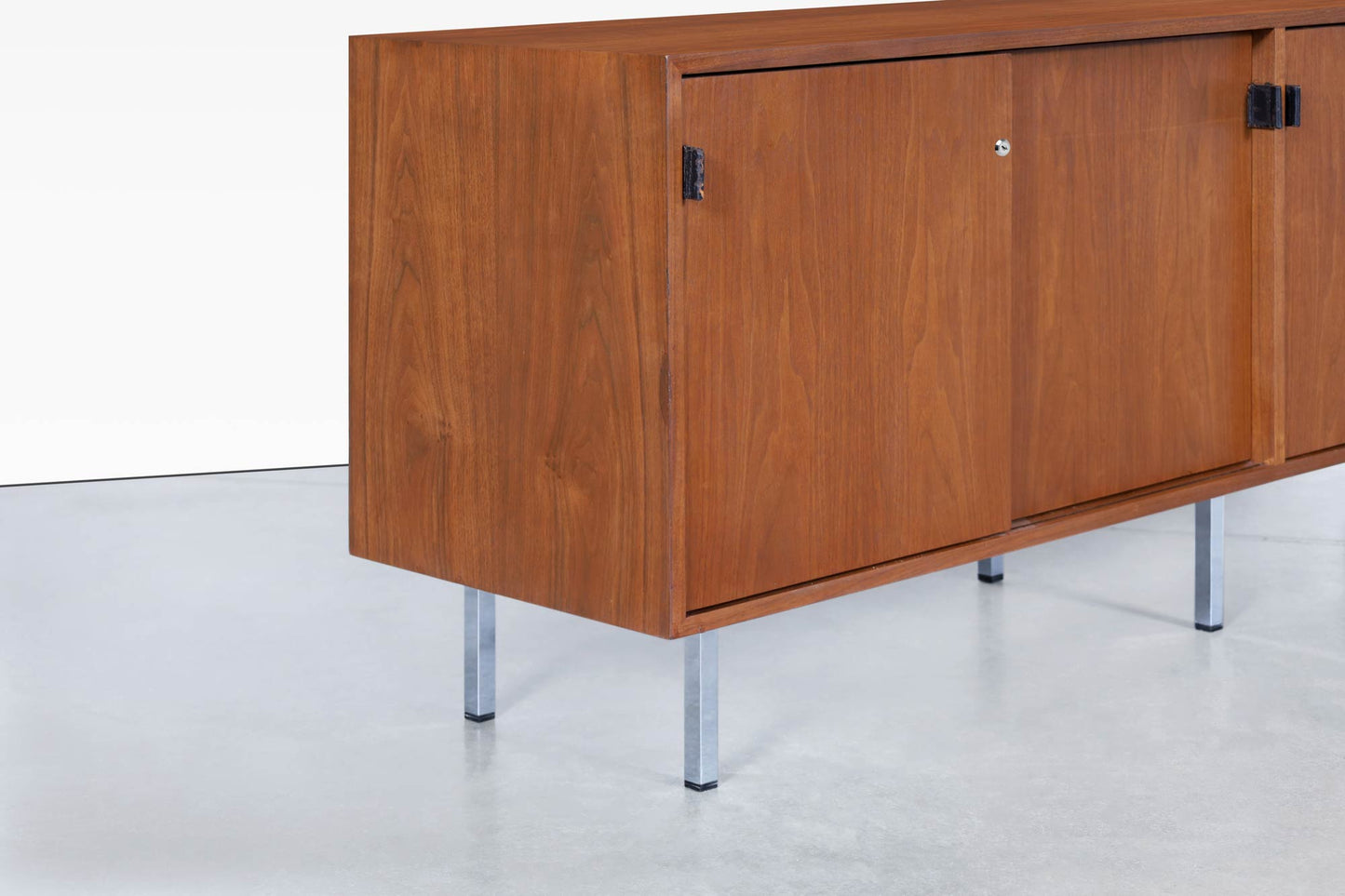 Vintage Walnut and Chrome Credenza by Florence Knoll