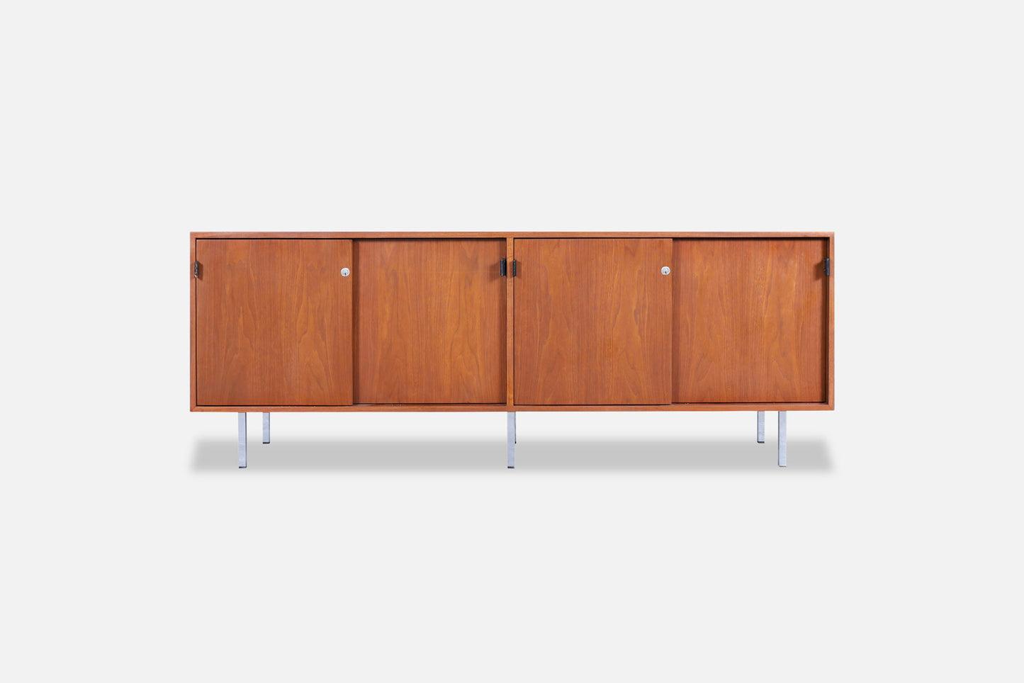 Vintage Walnut and Chrome Credenza by Florence Knoll