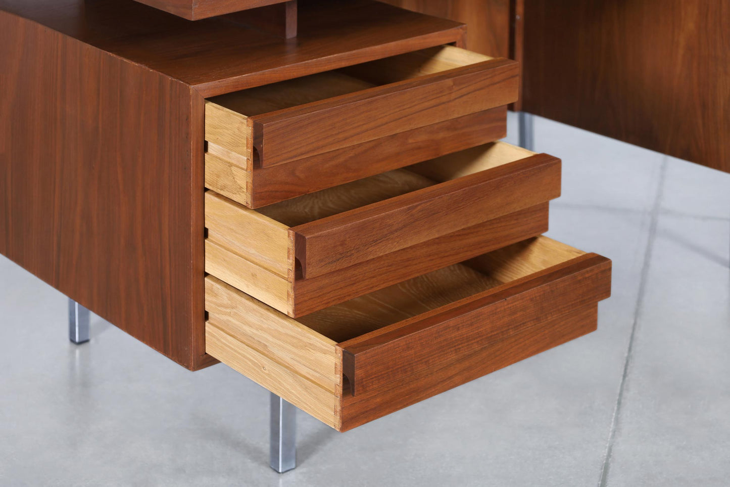 Vintage Walnut and Chrome Executive Desk by John Keal for Brown Saltman
