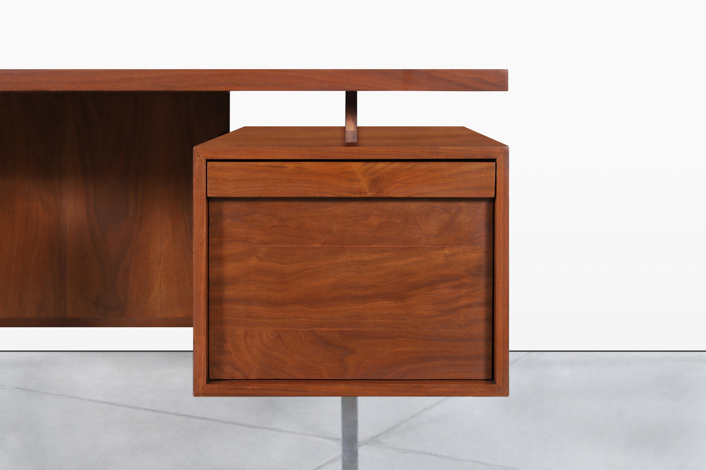 Vintage Walnut and Chrome Executive Desk by John Keal for Brown Saltman