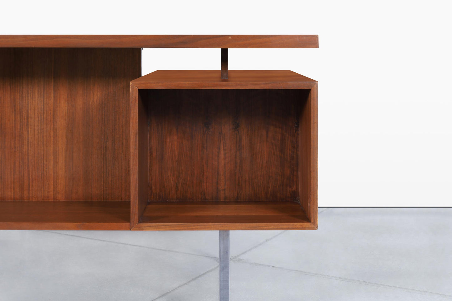 Vintage Walnut and Chrome Executive Desk by John Keal for Brown Saltman