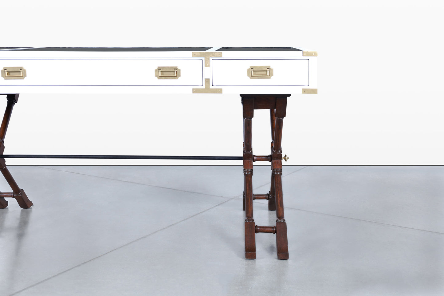 Vintage White Lacquered Campaign Desk by Brandt Furniture