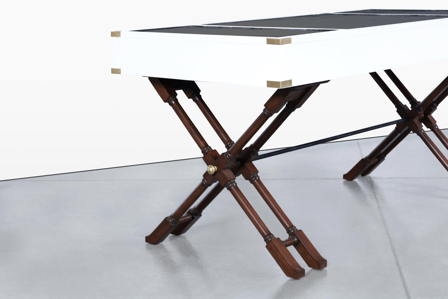 Vintage White Lacquered Campaign Desk by Brandt Furniture