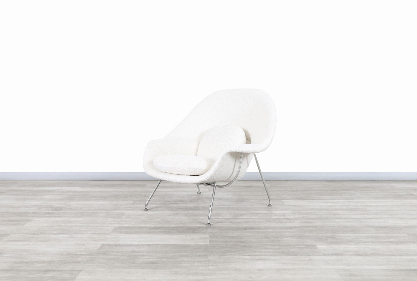 Vintage "Womb" Boucle Chair and Ottoman by Eero Saarinen for Knoll