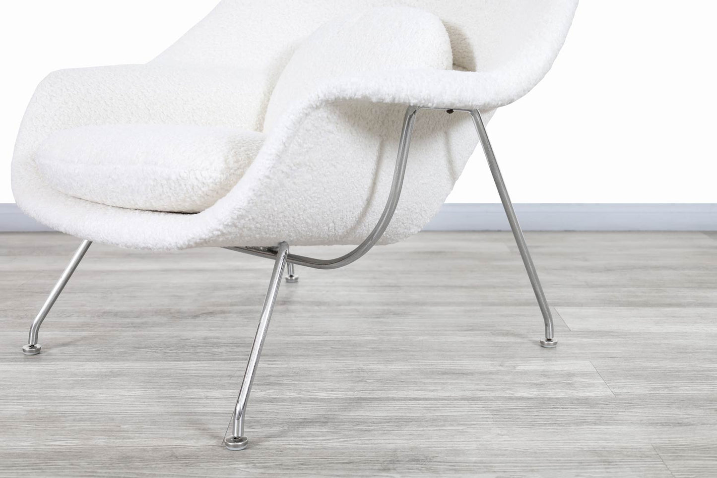 Vintage "Womb" Boucle Chair and Ottoman by Eero Saarinen for Knoll