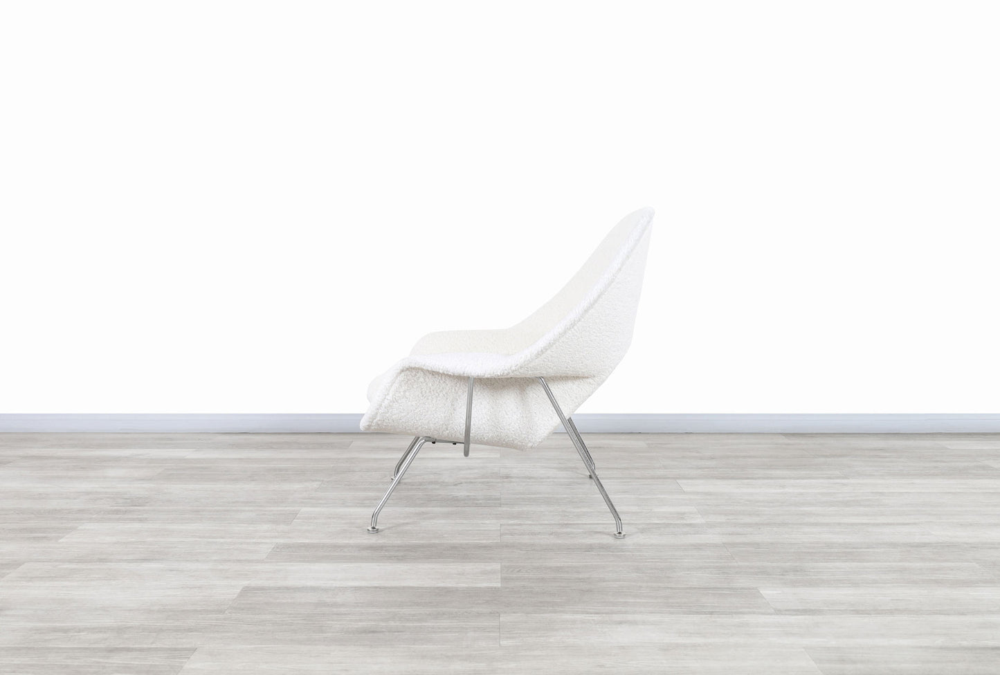 Vintage "Womb" Boucle Chair and Ottoman by Eero Saarinen for Knoll