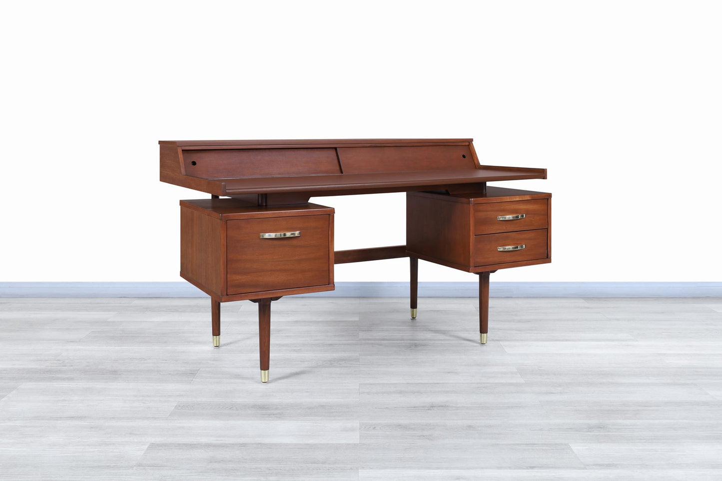 Mid-Century "Biscayne" Floating Top Walnut Desk by Drexel