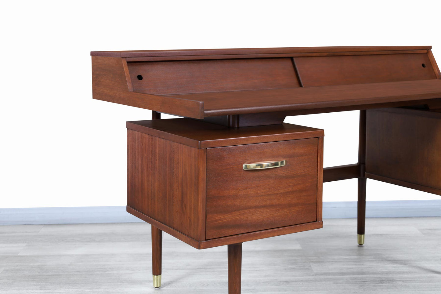 Mid-Century "Biscayne" Floating Top Walnut Desk by Drexel