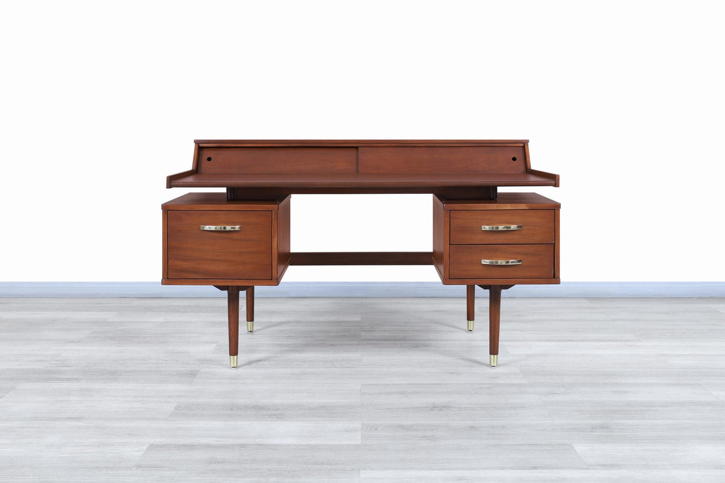 Mid-Century "Biscayne" Floating Top Walnut Desk by Drexel