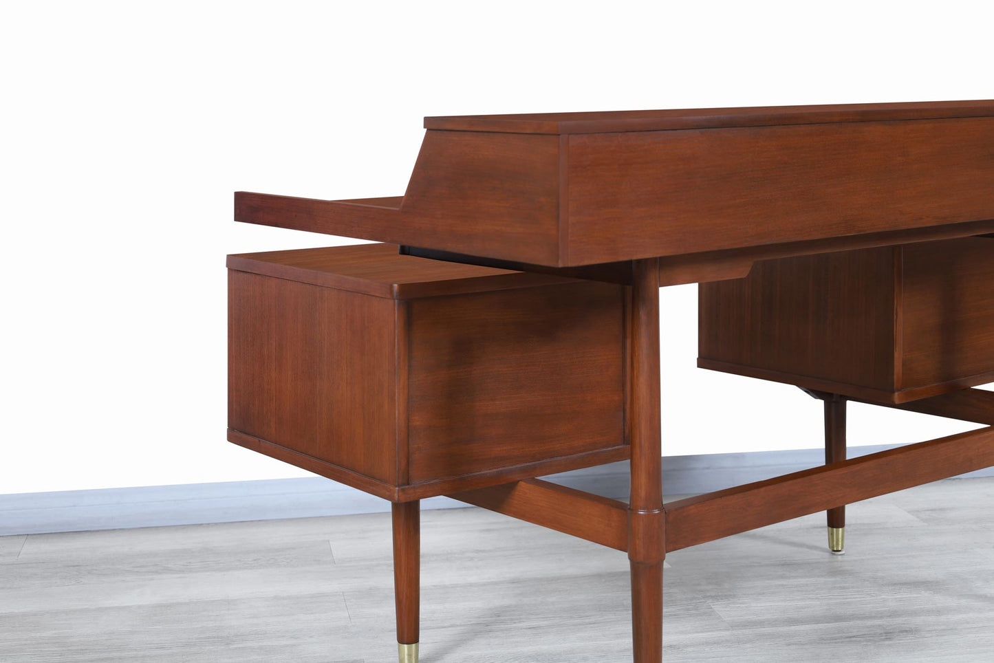 Mid-Century "Biscayne" Floating Top Walnut Desk by Drexel