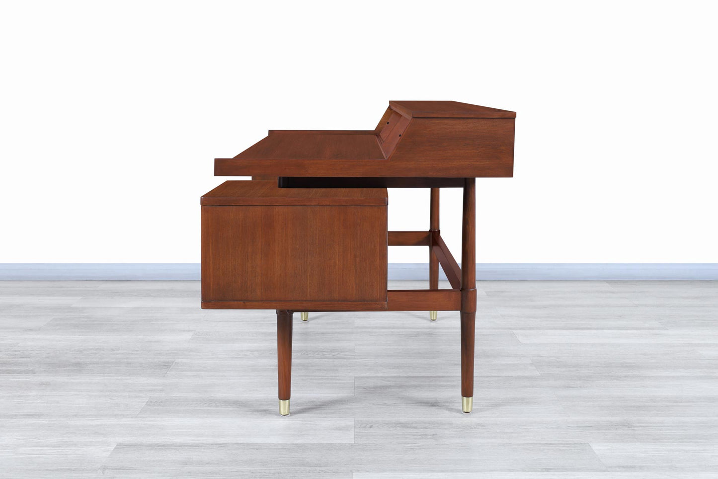 Mid-Century "Biscayne" Floating Top Walnut Desk by Drexel