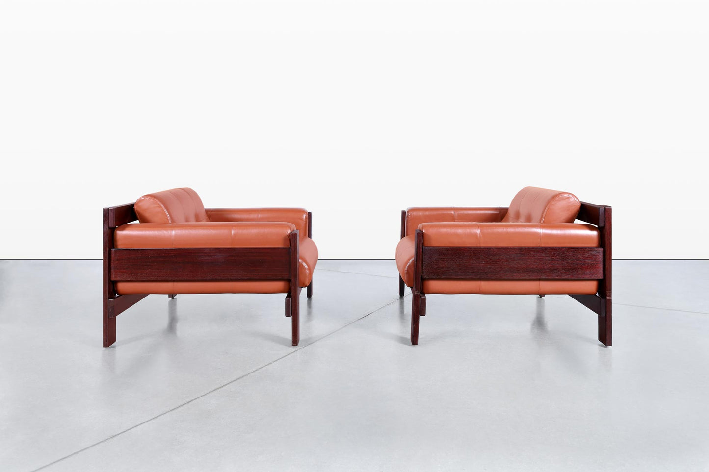 Vintage Brazilian Rosewood & Leather Lounge Chairs by Percival Lafer