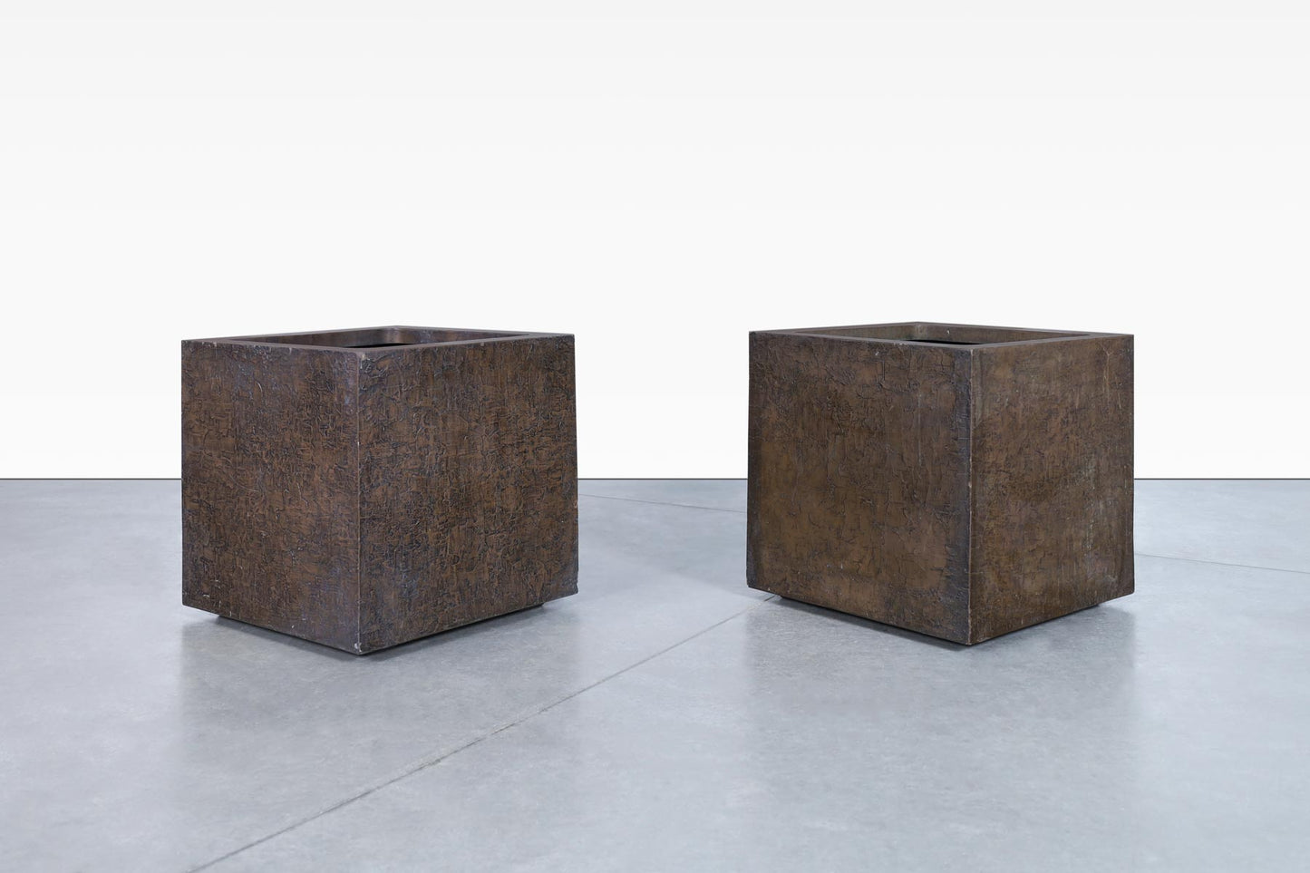 Vintage Bronze Resin Square Planters by Forms and Surfaces