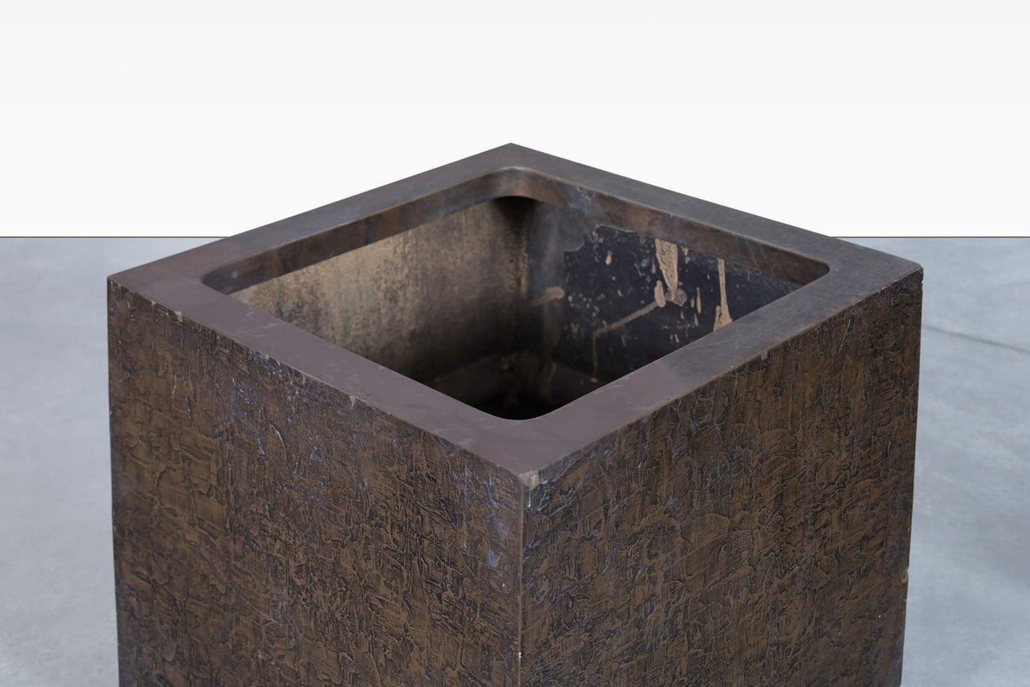 Vintage Bronze Resin Square Planters by Forms and Surfaces