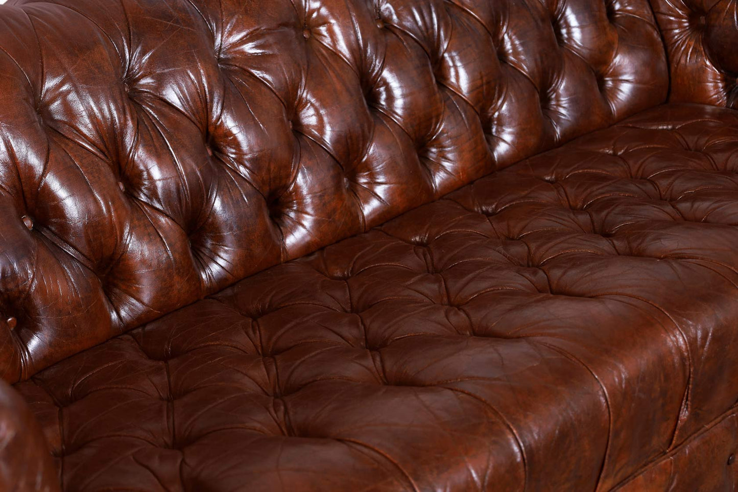 Vintage Brown Leather Chesterfield Sofa