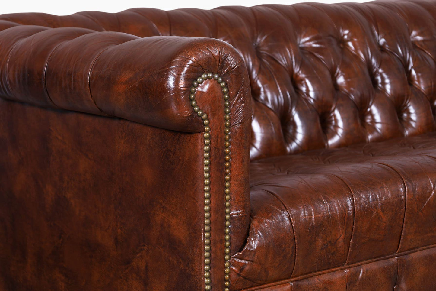 Vintage Brown Leather Chesterfield Sofa